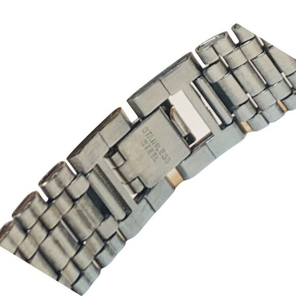 Vintage Silver Tone Stainless Steel Watch Band Link Bracelet 7.5” - Picture 5 of 7